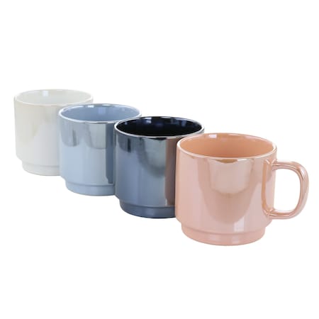 Mr. Coffee Cafe Celestial 4 Piece 14.8 Ounce Stoneware Pearlized Mug Set in Assorted Colors 97100.04