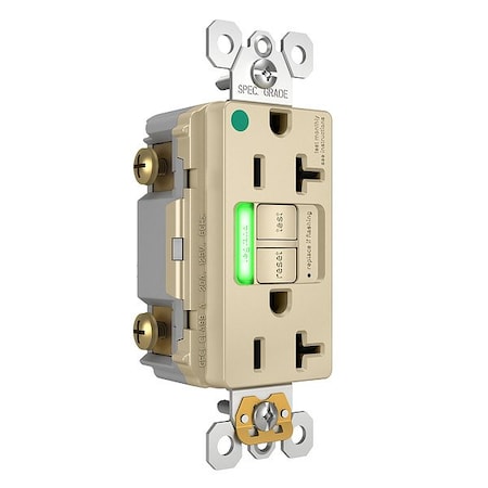 Legrand GFCI, 20 A, 125V AC, Ivory, Plastic 2097HGTRPII