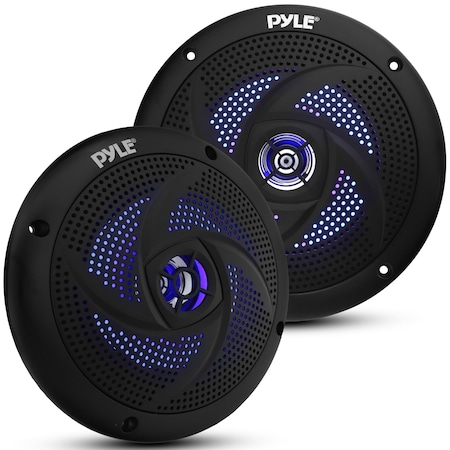 Pyle Pyle Marine Waterproof Speakers 6.5 in - Slim Style, LED Lights, 240 Watt Power, 1 Pair PLMRS63BL
