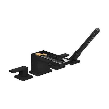 Axor MyEdition 4-Hole Roman Tub Set Trim with 1.75 GPM Handshower without Plate in Matte Black 47432671