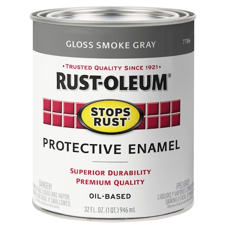 Rust-Oleum Interior/Exterior Paint, Gloss, Smoke Gray, 1 qt 7786502