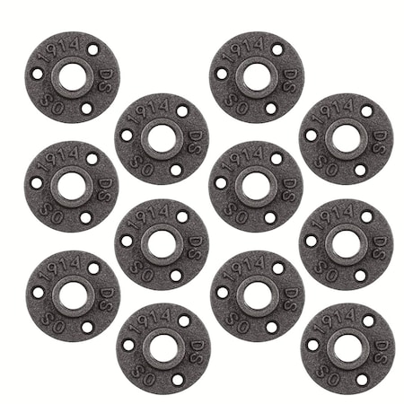 Ironwerks Designs 1/2" Black Malleable Cast Iron Floor Flange, 8PK flanges_4_12_8