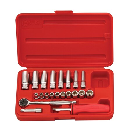 Genius Tools 21 PC 1/4inDr. Metric Hand Socket Set GS-221M
