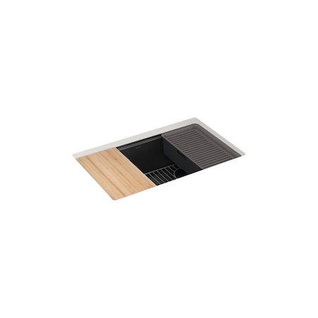 Kohler Billings 29 undermount single-bowl workstation kitchen sink Matte Black 33712-PC-CM1