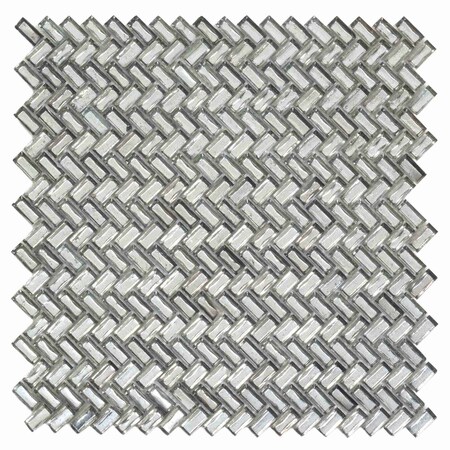 Apollo Tile Silver 11.8 in x 11.9 in Glass Glossy Floor and Wall Mosaic Tile 9.75 sqft/case, 10PK APLAHB8805A