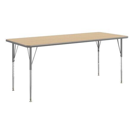 Flash Furniture Wren 72 in x 30 in Adjustable Height Activity Table, Thermal Laminate Top, Standard Legs, Light Natural XU-A3072-REC-LTNAT-T-A-GG
