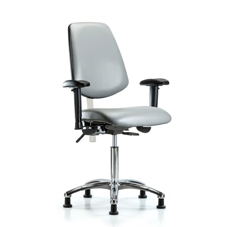 Blue Ridge Ergonomics Vinyl Clean Room Chair, Adjustable Arms BR-NCR-VMBCH-MB-CR-T0-A1-NF-RG-8840