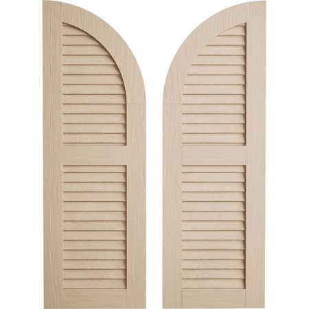 Ekena Millwork Rough Sawn 2 Equal Louver w/Quarter Round Arch Top Faux Wood Shutters, 12W x 66H 54 Low Side, PR SHULVQ12X66RSPR