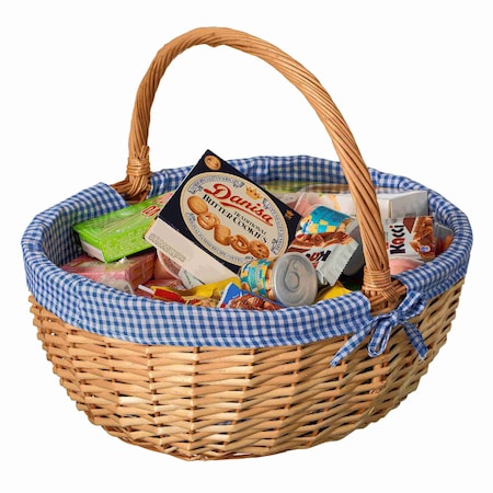 Wickerwise Picnic Basket with Handle and Washable Plaid Liner - Ideal for Outdoor Adventures,  QI004718.XL
