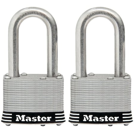 Master Lock Padlock Set, Keyed Alike Key, 5/16 in Dia Shackle, 1-1/2 in H Shackle, Stainless Steel Shackle 1SSTLFHC