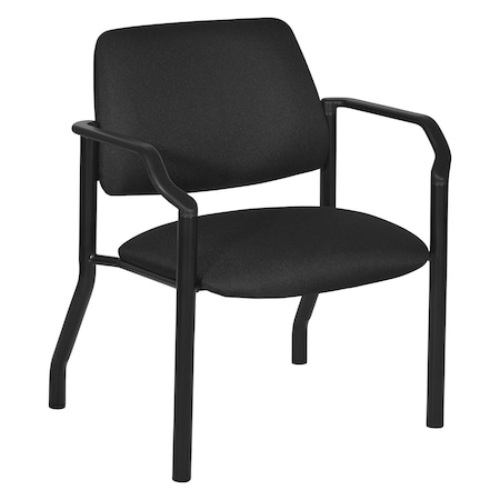 Office Star Products Big and Tall Guest Chair in Icon Black Fabric with soft PU Arms, Sturdy Black Metal Chair 55052B-231