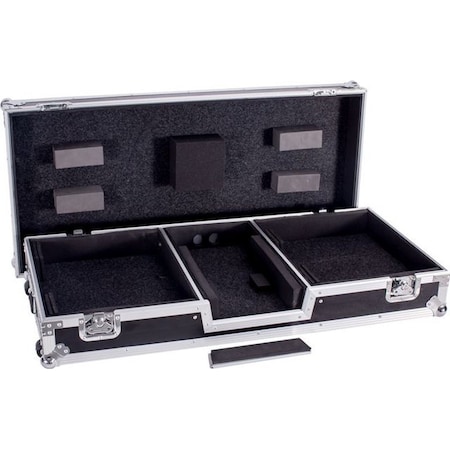 Deejay Led Fly Drive DJ Coffin Case For Two Turntables In Battle Style Position Plus One Rane Sixty-One Serato TBH2TTRN61WBATT