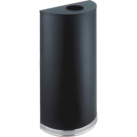 Safco 12-1/2 gal. Steel Half-Round Trash Can, Black 9940BL