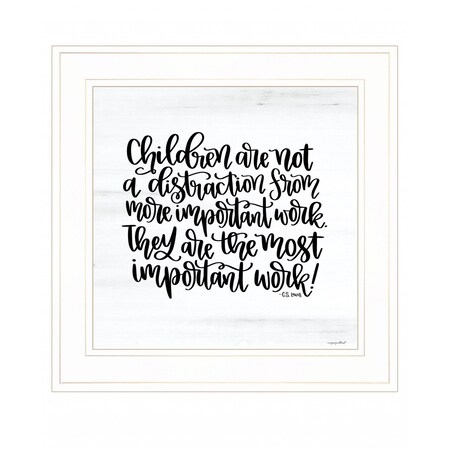 Homeroots The Most Important Work 2 White Framed Print Wall Art 407632