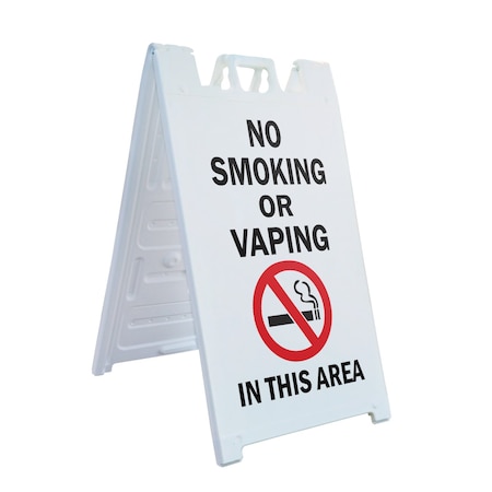 Signmission No Smoking Or Vaping In This Area, A-Frame & 2 Sign Inserts, Heavy-Duty Plastic Frame SBHD-C-2436-NoSmokingOrVapingInThisArea
