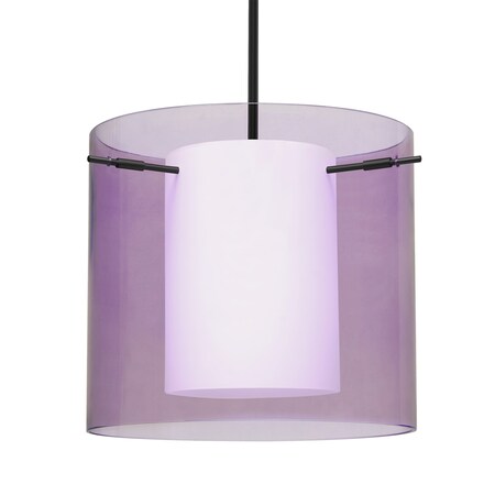 Besa Lighting Besa Pahu 12 Stem Pendant, Transparent Amethyst/Opal, Black Finish, 1x 11W LED 1TT-A18407-LED-BK