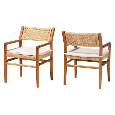 Bali & Pari Chatura Natural Rattan Dining Chair with Arms 267-2PC-14587-ZORO