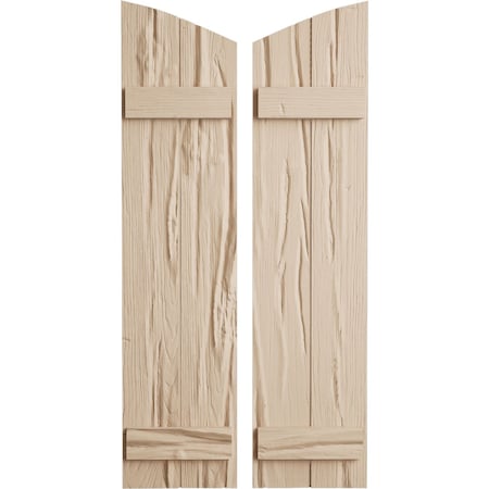 Ekena Millwork Riverwood 2 Board Joined Board-n-Batten w/Elliptical Top Faux Wood Shutters, 11W x 80H, PR SHUBJL11X80RWPR
