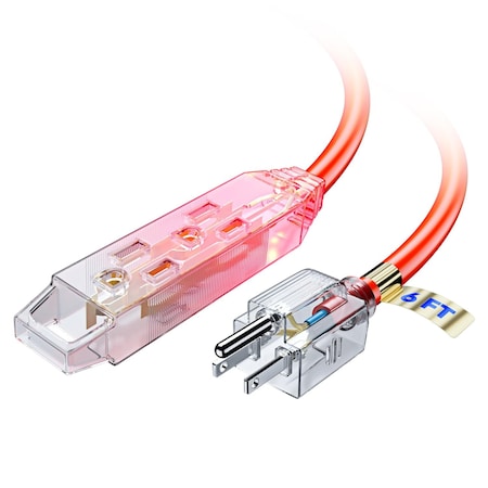 Maximm 6ft 16AWG 3-Outlet Lighted Extension Cord, ETL, Orange C-OR-PO-CL-04L/052P-6FT