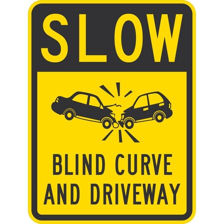 Lyle Slow Blind Curve and Driveway (w/graphic), 24x30, Engineer Grade, Yellow G-13983-EG_24x30