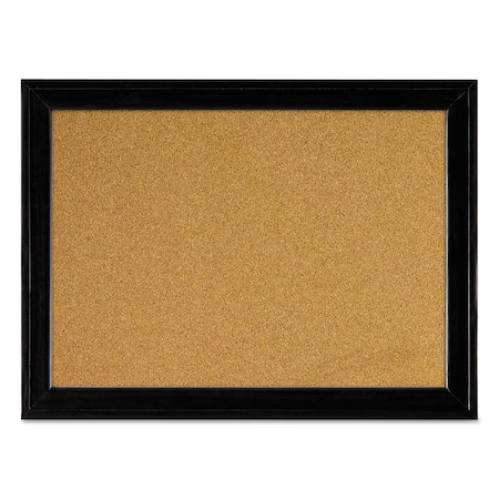 Quartet Cork Bulletin Board with Black Frame, 17in x 11in, Tan Surface, Black Fiberboard MDF Frame 79279