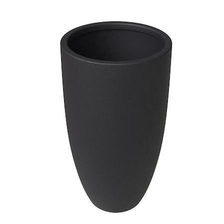 Leisuremod Crete Modern Tapered Round Fiberstone & MgO Clay Planter with Cover, Weather-Resistant CP24BL