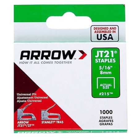 Arrow Fastener Staple Flat Bx1000 5/16In 215