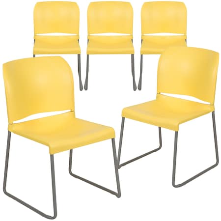 Flash Furniture Yellow Plastic Stack Chair, PK5 5-RUT-238A-YL-GG