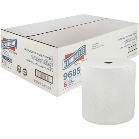 Genuine Joe Genuine Joe Hardwound Paper Towels, 1 Ply, Continuous Roll Sheets, 850 ft, White, 6 PK GJO96850