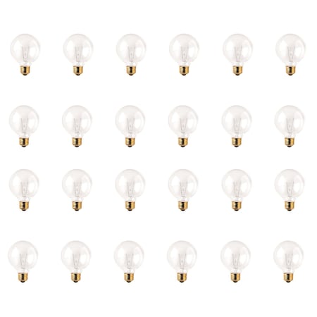 Bulbrite 25W Dimmable Clear G25 Incandescent Light Bulbs, Medium E26 Base, 2700K, 24PK 861268