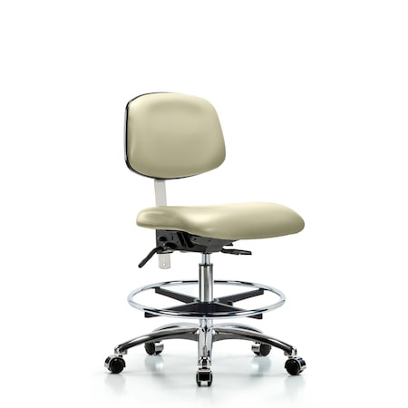 Blue Ridge Ergonomics Med Bench Chair, Vinyl, CF, Cast, Wht, CL100, No Arms, 22" to 29" Height, Adobe White BR-NCR-VMBCH-CR-T1-A0-CF-CC-8501