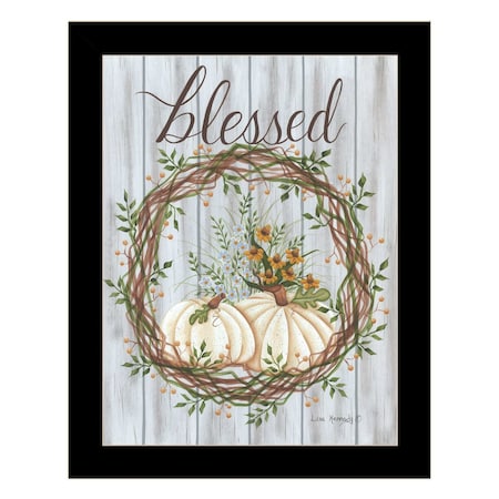 Homeroots Blessed Wreath Black Framed Print Wall Art 529982