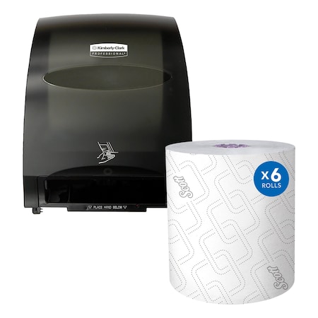 Kimberly-Clark Automatic Hard Roll Paper Towel Dispenser With Hard Roll Paper Towel Refill 6 PK 48857, 02001