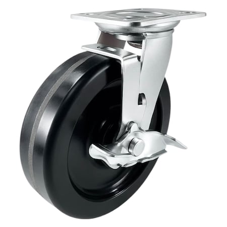 Hyw Products Heavy Duty Caster 8in Phenolic Wheel, Swivel with Brake 40-80S-A1-PH-TB
