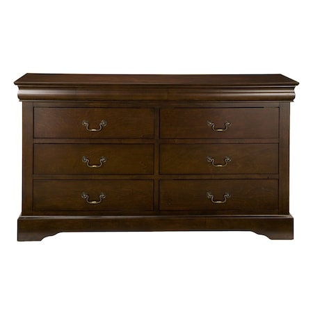 Homeroots 60" Brown Solid Wood Six Drawer Double Dresser 524135