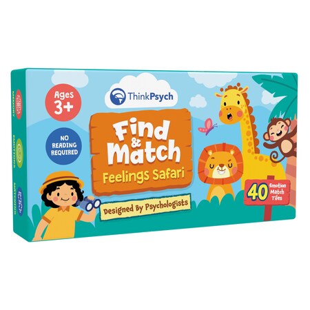 Thinkpsych Find & Match - Feelings Safari - Animals & Emotions Matching Memory Game for Kids FAM-FS-01