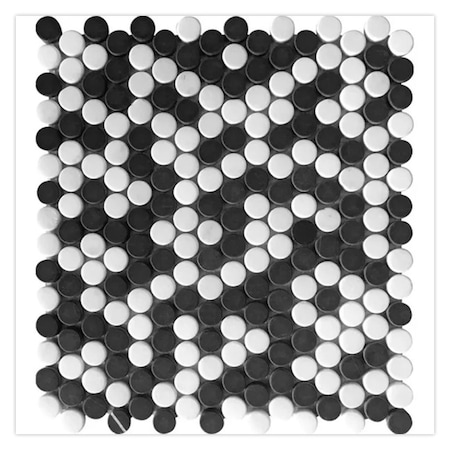 Apollo Tile 11x12 Tumbled Eastern Black, White Marble Penny Round Wall and Floor Tile 4.83 sq ft/case, 5PK APLTX88P09TA