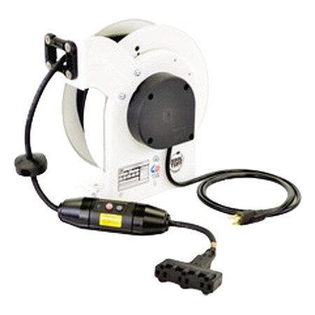 Kh Industries Industrial Cord Reel, 15 A, White, 35 ft RTAG3LW-WTT515-J12H