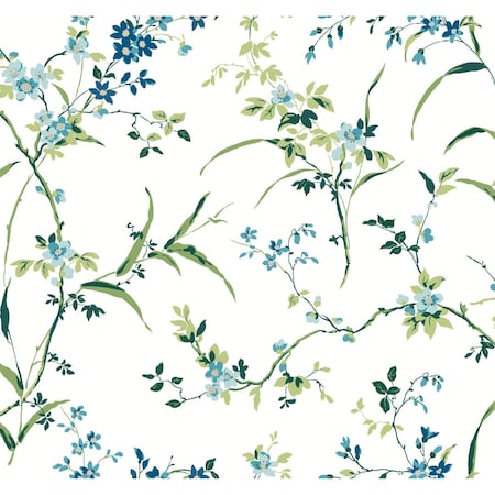 York Wallcoverings Blossom Branches White and Blue Wallpaper BL1744