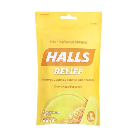 Halls Cough Drops 7.5mg Honey Lemon, 30PK 1235457