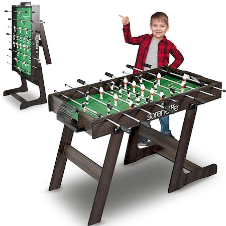 Serenelife Folding Foosball Table, 4 ft x 2 ft Full Competition Size Foldable Space Saving Table Soccer SLFSBLFD10A