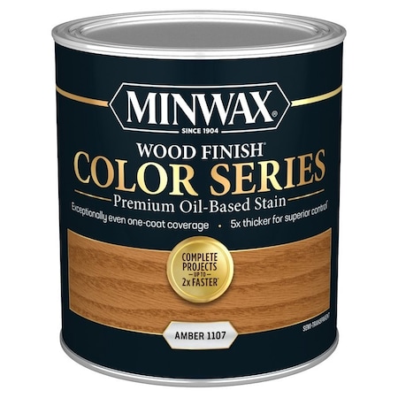 Minwax Wood Finish Color Series Interior Wood Stain, Semi-Transparent, Amber, Liquid, 1 qt 801180000