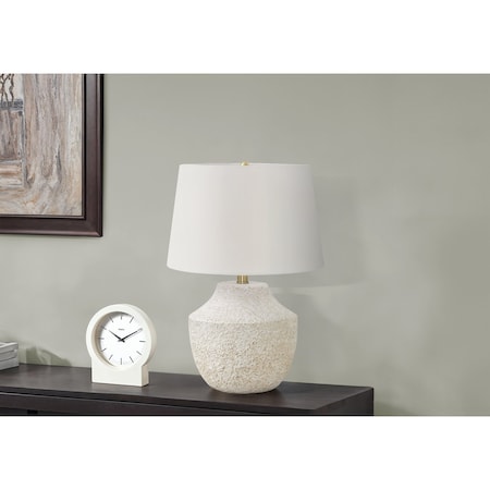 Monarch Specialties Lighting, 20 in.H, Table Lamp, Cream Concrete, Ivory / Cream Shade, Modern I 9729
