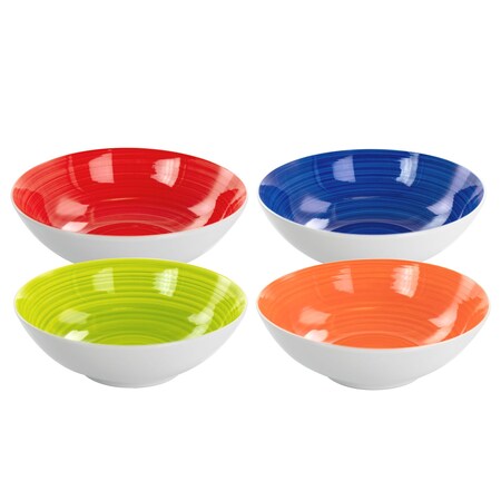 Hometrends Crenshaw 4 Piece 7.25 Inch Round Ceramic Bowl Set in Assorted Colors 129483.01