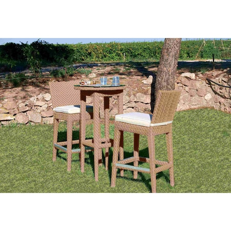 Panama Jack Outdoor Panama Jack Austin 3-Piece Round Pub Table Set with Cushions PJO-3801-NAT-3PP-CUSH