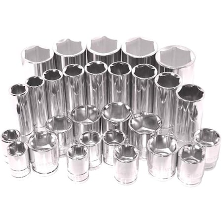 K-Tool International 1/2 in Drive, 19mm Metric Socket, 6 Points, 1/2 in. Dr, 19mm Hex KTI-28119