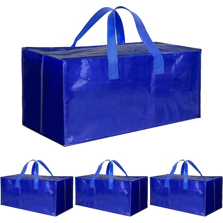 Simple Deluxe Extra Large Moving Bags with Backpack Straps, Strong Handles/Zippers, Blue, 4PK HKBAGXMOVING23BLUX4