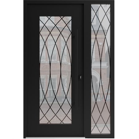 Vdomdoors Aluminum Door Iron 1600 Black Entry Steel Metal Classic Painted 48 x 80 (36+12 x 80)-Right Inswing IRON1600EXD-BLK-W36+12xH80-RH-I