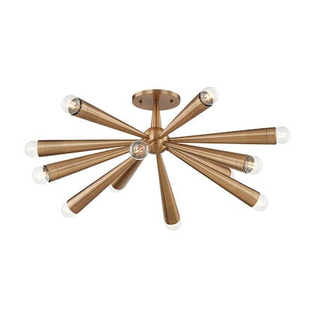 Troy Lighting Keanu 12 Light Semi Flush 30.25 In. Patina Brass C1030-PBR