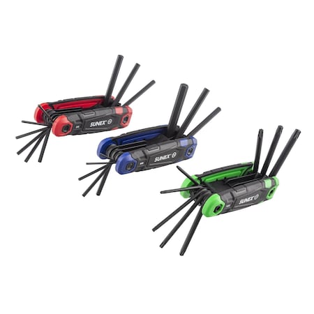 Sunex Sae/Metric/Torx 25 Piece Folding Hex Key Set, 1.5Mm-8Mm, 5/64 in-1/4 in, T9-T40 98525F